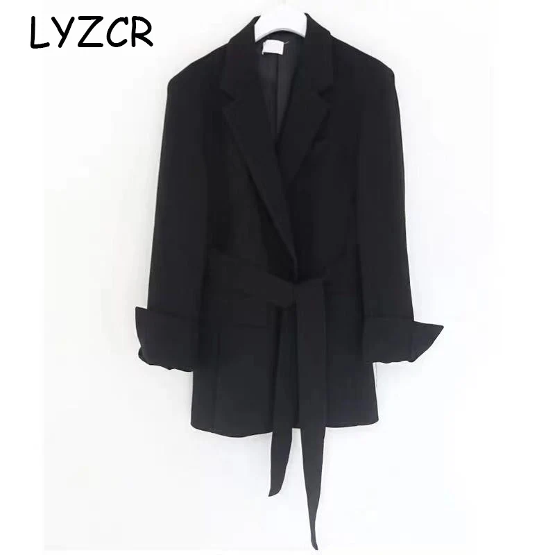 Женский блейзер LYZCR белый офисный пиджак с длинным рукавом элегантные блейзеры и