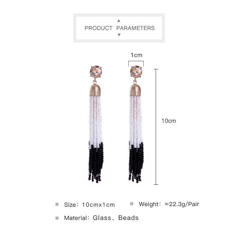 Серьги с бахромой из Длинные бусы кисточкой акрила белые и черные этнические 2019 |