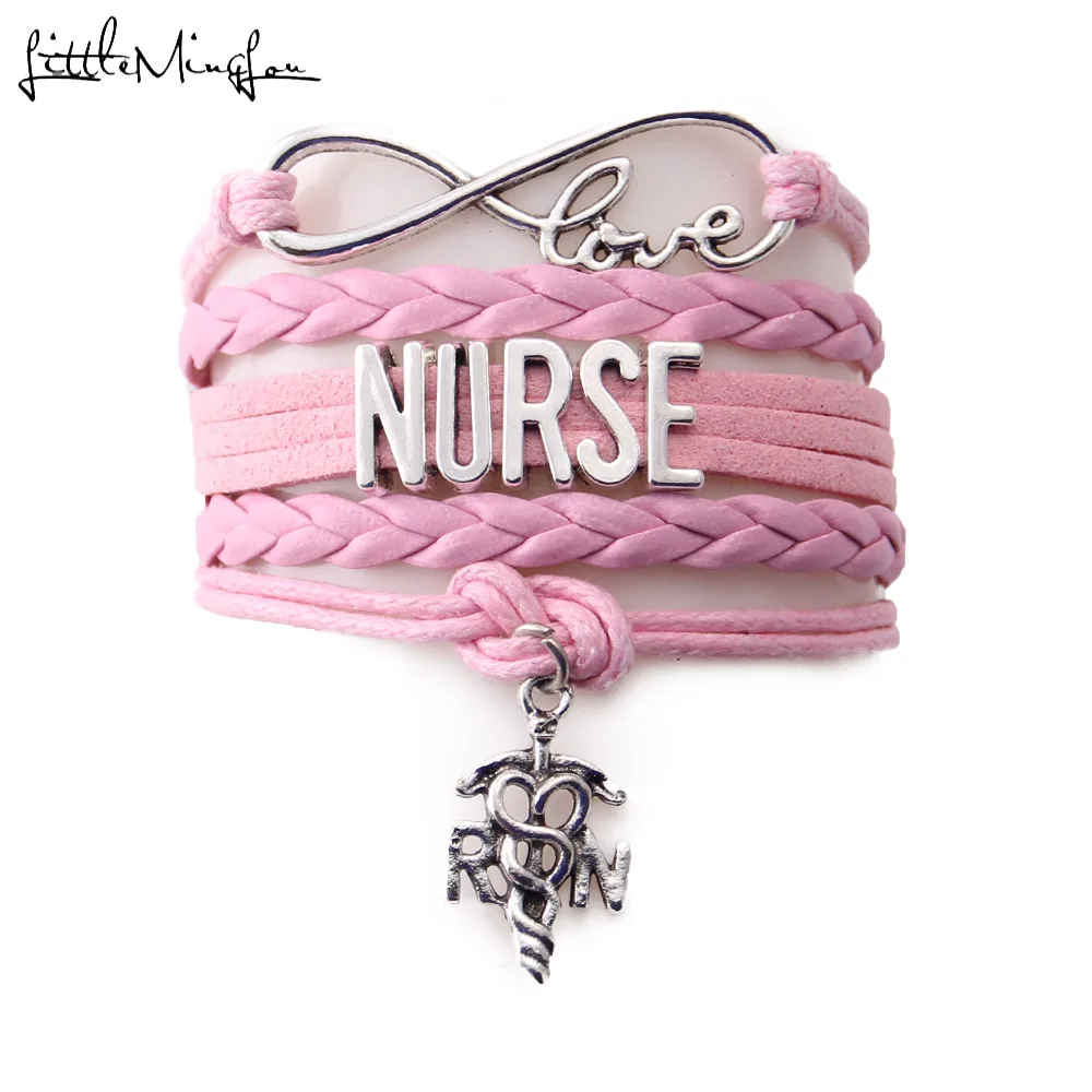 Маленький Minglou Infinity Love RN браслет с надписью «Nurse» RN LPN медицинский очаровательный кожаный браслет для женщин ювелирные изделия - Окраска металла: 4306c