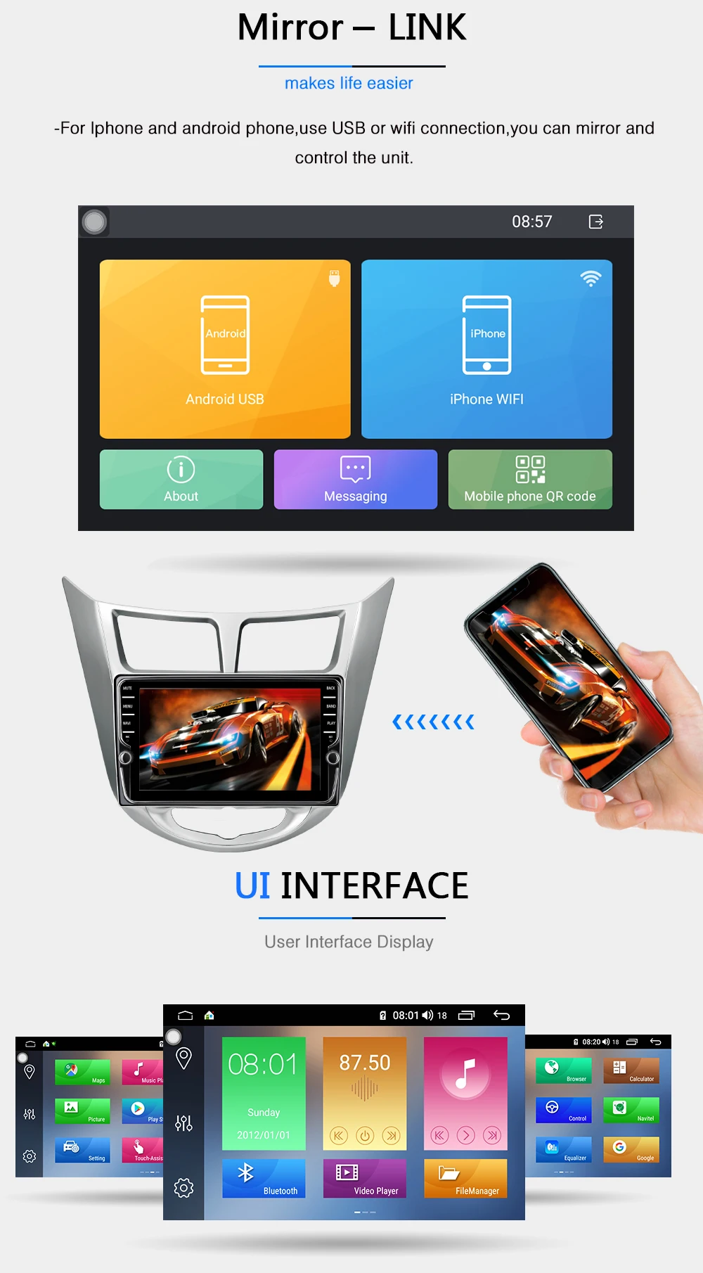 Funrover Android9.0 8 ядерный 64G Автомобильный Радио DVD мультимедийный плеер для hyundai Solaris Verna Accent 2011- DSP gps навигация ips