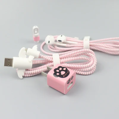 Милый ангел устройство для сматывания шнура питания USB протектор для кабеля передачи данных набор с наклейки для зарядного устройства спиральный usb-шнур с зарядным устройством для Iphone для iPhone7plus 6 S 8 - Цвет: style 6
