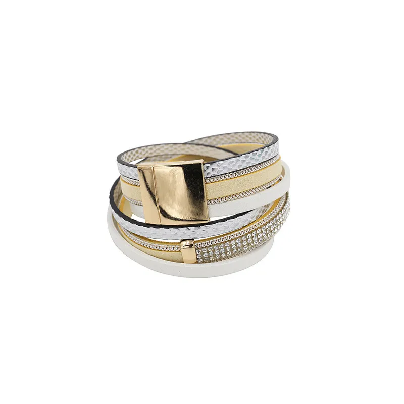 Cream 42cm STRATHSPEY браслеты из искусственной кожи для женщин Pulseira Feminina Pulseras Mujer Золотой Цвет Бижутерия с кристаллом Bracciali Bracelete ювелирные изделия - Окраска металла: Cream 42cm