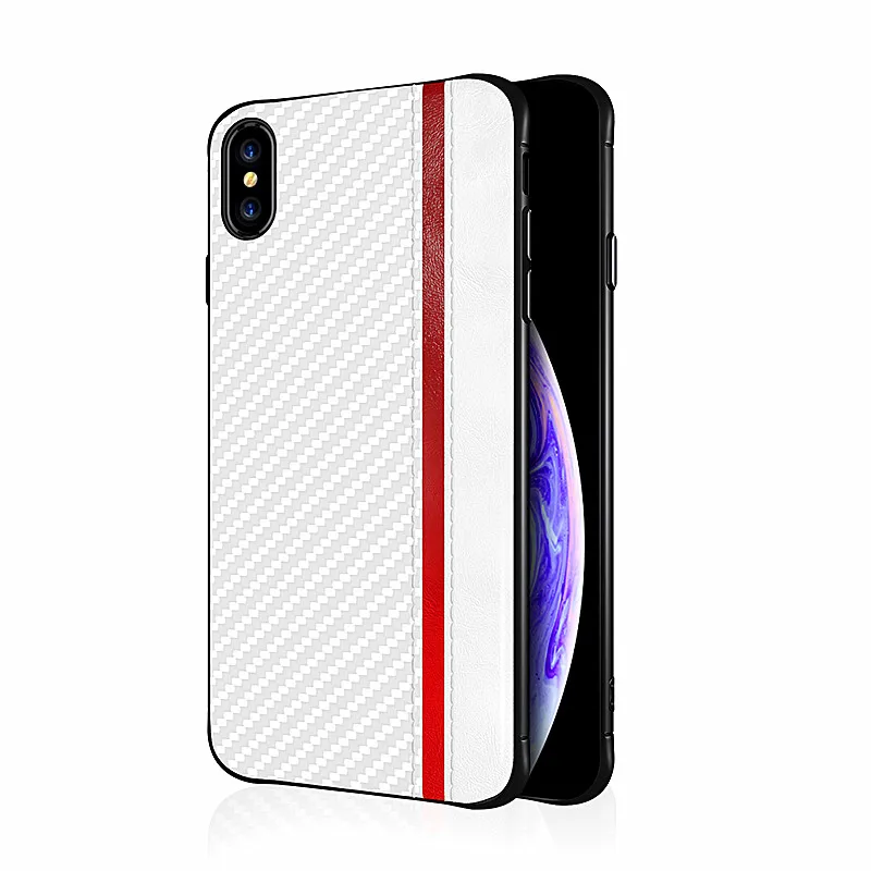 White Для iphone X чехол из углеродного волокна+ искусственная кожа деловой стиль жесткий чехол для телефона для iphone 6 6s 7 8 plus и apple XR XS MAX чехол - Цвет: White