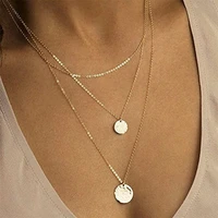 multilayer gold coin crystal star sequins coins bar pendant chain necklace for women wedding statement chocker necklaces gift