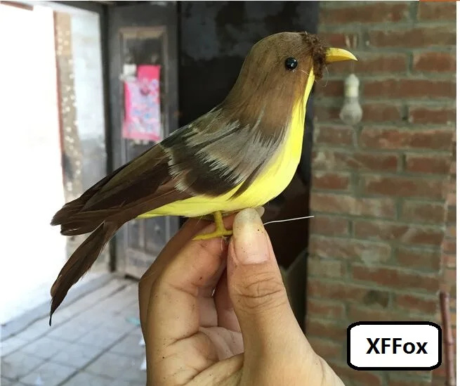 Милая реальная жизнь Коричневая и желтая птица МОДЕЛЬ пенопласт перо маленькая