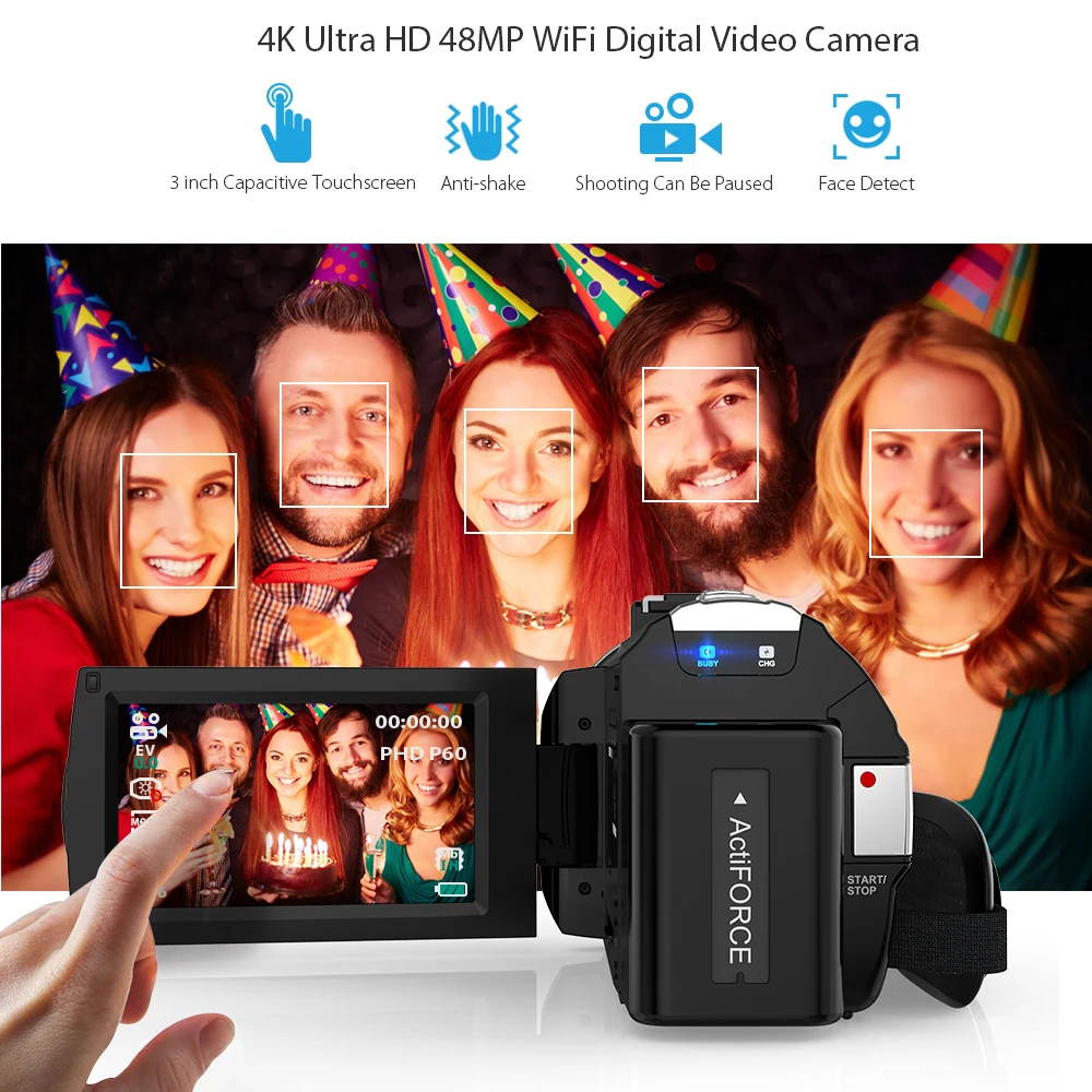 Andoer 4K Ultra HD 48MP WiFi 3 0 &quotсенсорный экран IR инфракрасная ночная съемка 16X цифровой зум