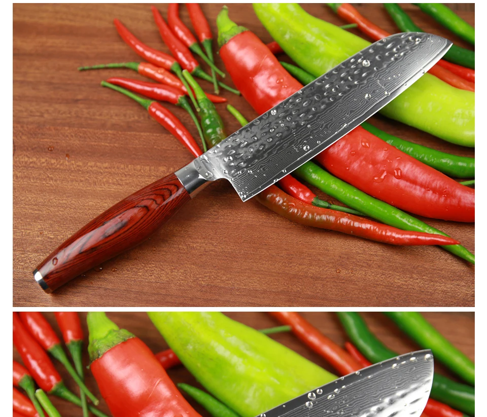 XINZUO 7 дюймов нож Santoku 67 слой Китай нож шеф-повара Дамасская нержавеющая сталь Профессиональный кухонный нож с деревянной ручкой Pakka