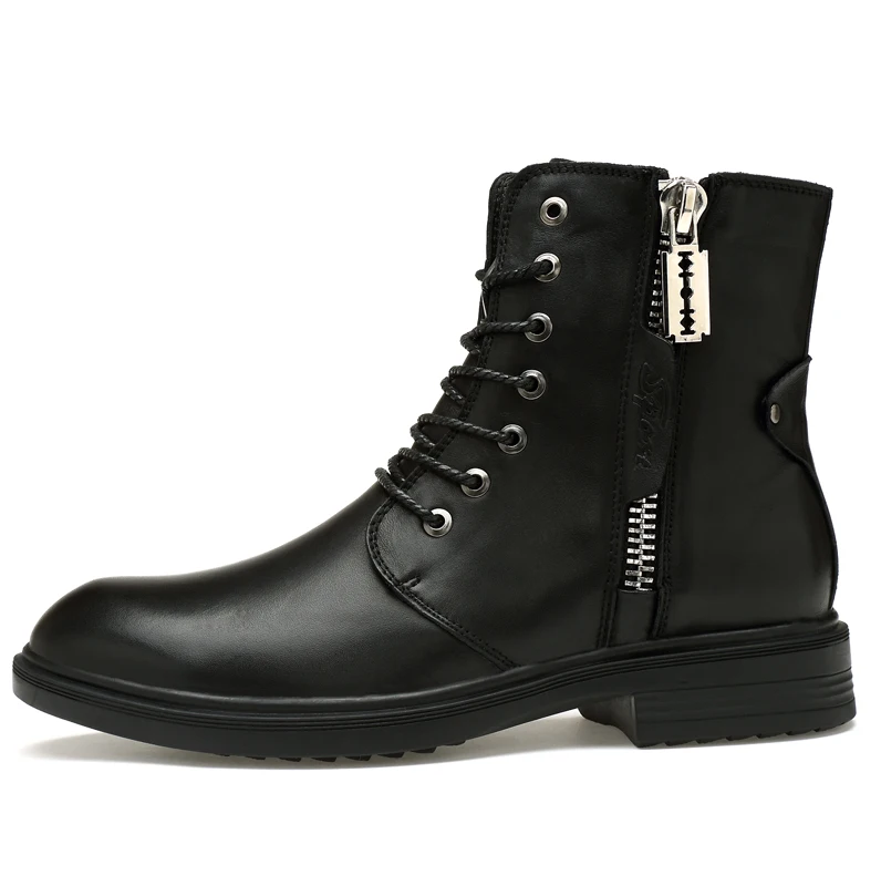 winter New Arrivals Fashion Ankle Boots Men Upgrade Motorcycle Boots Wear Comfort Black First layer calfskin boots 36-46