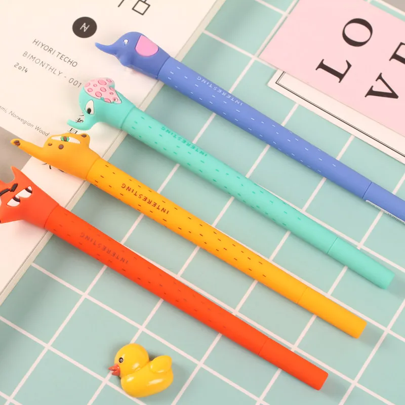 4 шт. гелевая ручка с изображением мультяшных животных лисы слона головы кавайные