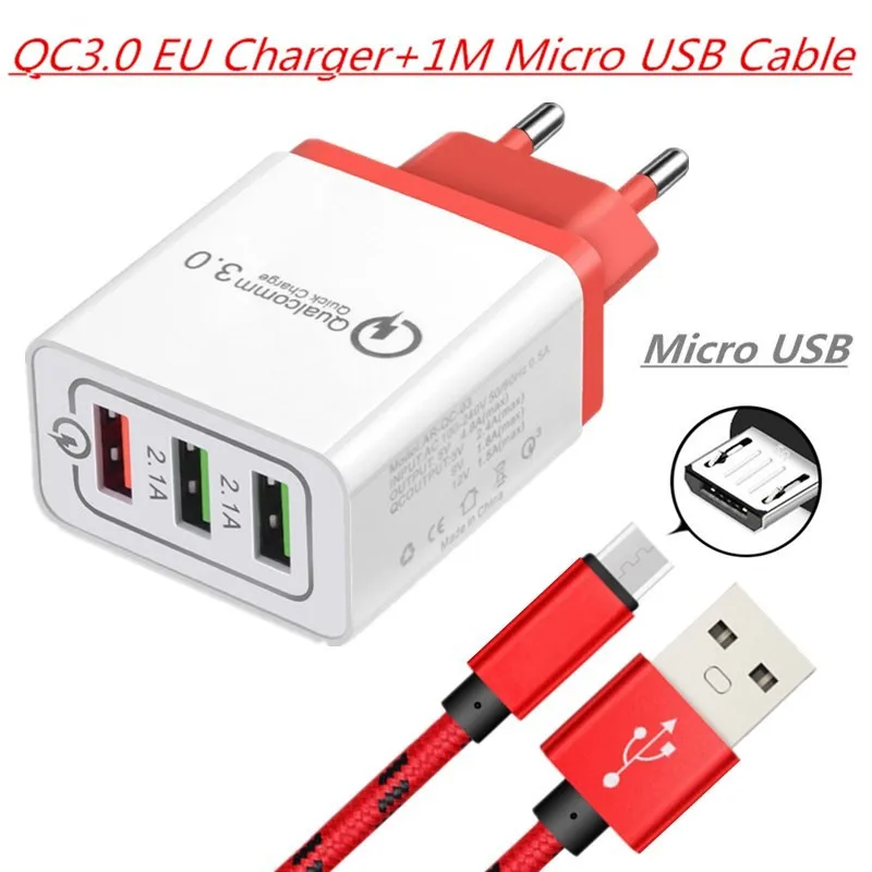 30 Вт Быстрая зарядка 3,0 USB зарядное устройство QC3.0 Быстрая зарядка QC 3,0 настенное зарядное устройство для hauwei P Smart honor 8C 8X 7A 7C PRO 6C зарядное устройство - Тип штекера: EU chager cable