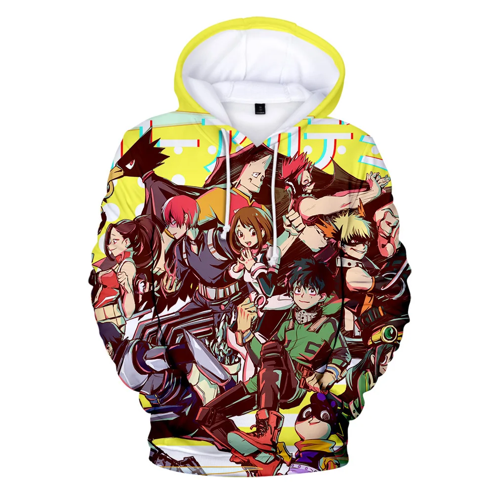Толстовка с капюшоном с героями мультфильма «My Hero Academy», толстовки Midoriya Izuku Bakugou Katsuki All Might, пуловеры с 3D капюшоном, куртка для детей и взрослых - Цвет: J