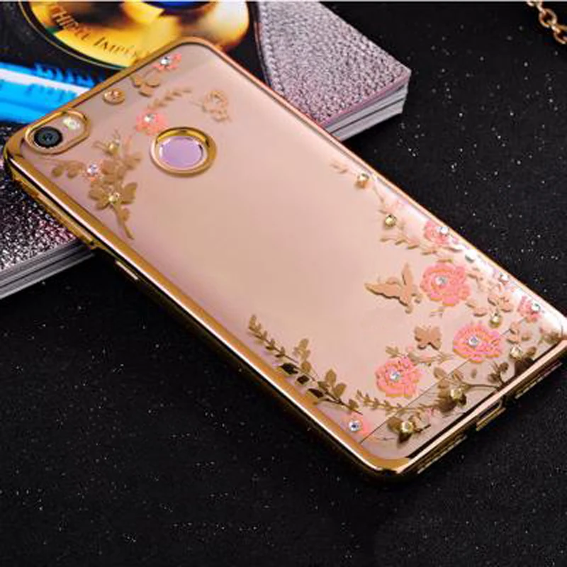 Мягкий чехол для телефона из ТПУ с цветами блестящий бриллиантами силиконовая