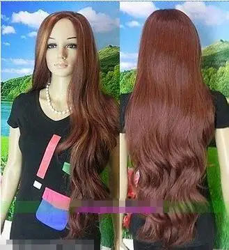 Бесплатная доставка жаропрочных &gt&gt&gt новый длинные вьющиеся каштановые MIX