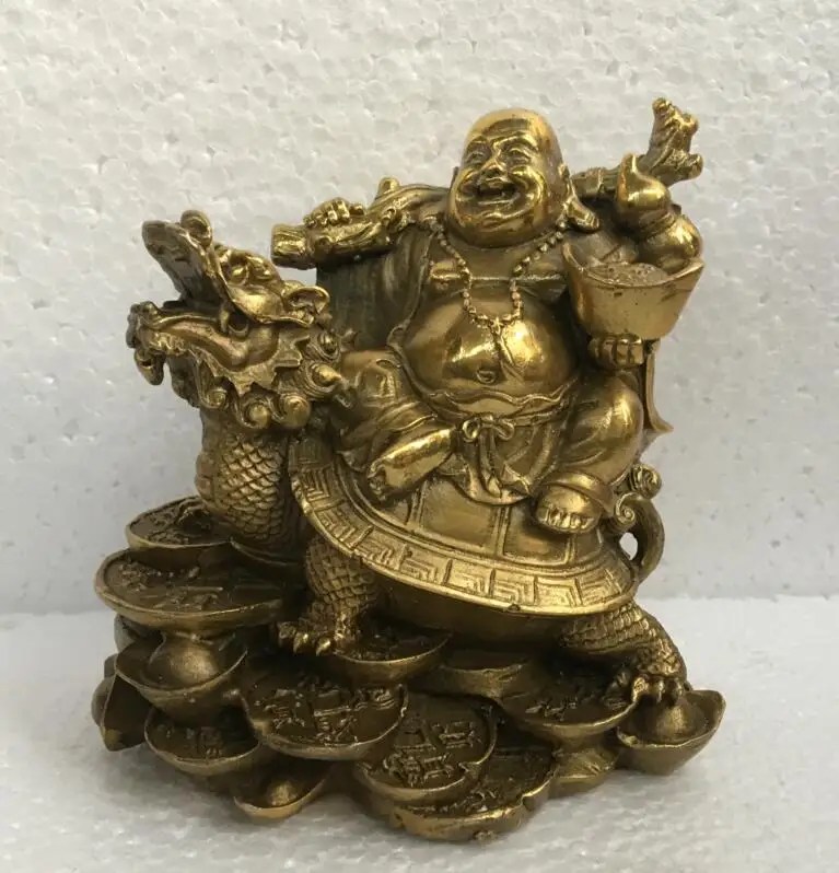 

006632 Chinese Buddhism Bronze Brass Wealth Auspicious Elephant Maitreya buddha Statue