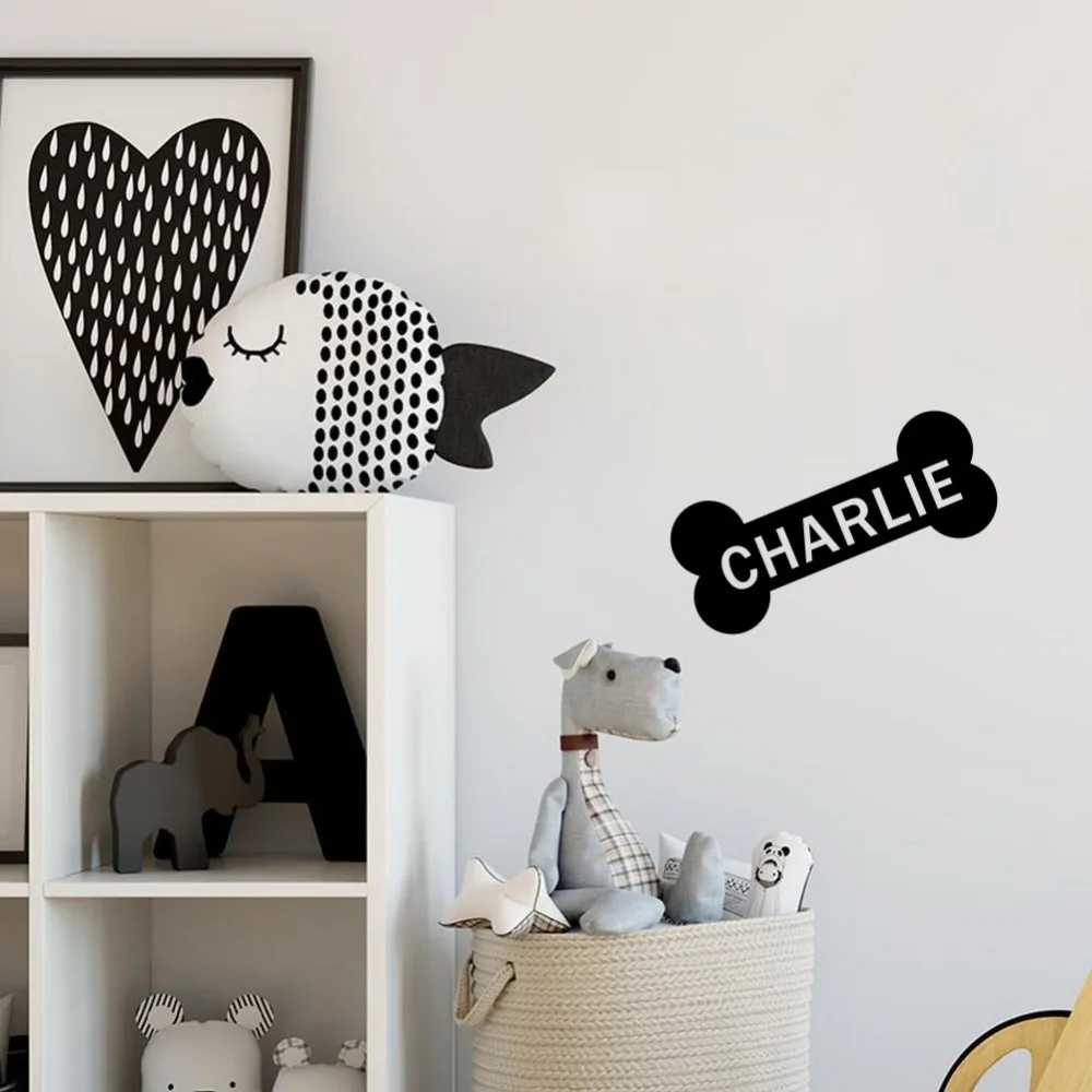 На заказ любой собаки имя Творческий собака Bone стены винила Стикеры Home Decor Книги по искусству наклейка