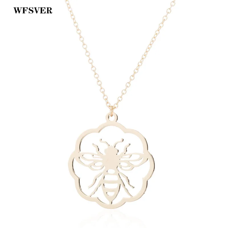 WFSVER полый Чарм &quotпчела&quot кулон ожерелье из нержавеющей стали