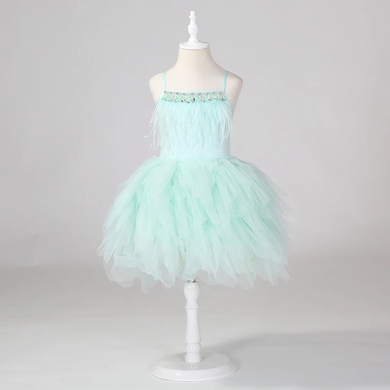 Платье для маленьких девочек с перьями на заказ платье принцессы лебедем и