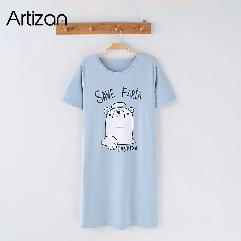 Артизан ночная рубашка женская принт Sea Bear ночную рубашку короткий рукав одежда