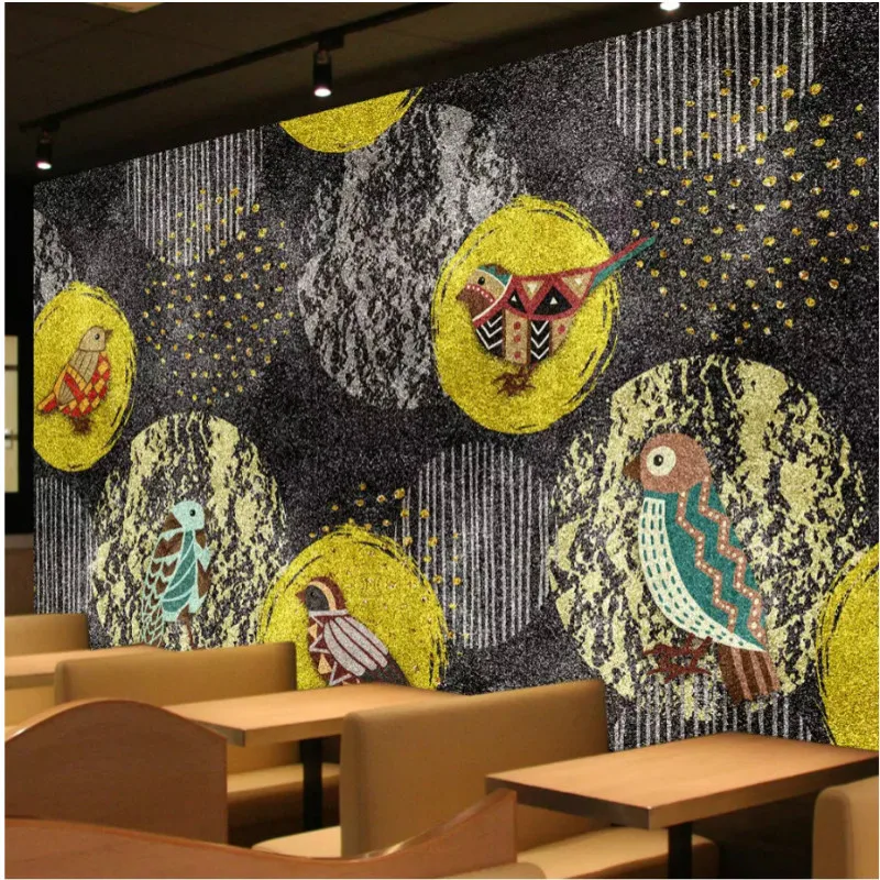 

Modern hand drawn graphic bird background wallpaper