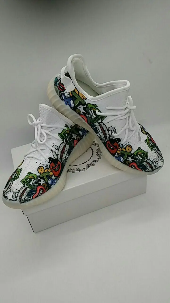 Для мужчин к рисунку пользовательские Yeezies Air 350 V2 Boost кроссовки женщин открытый