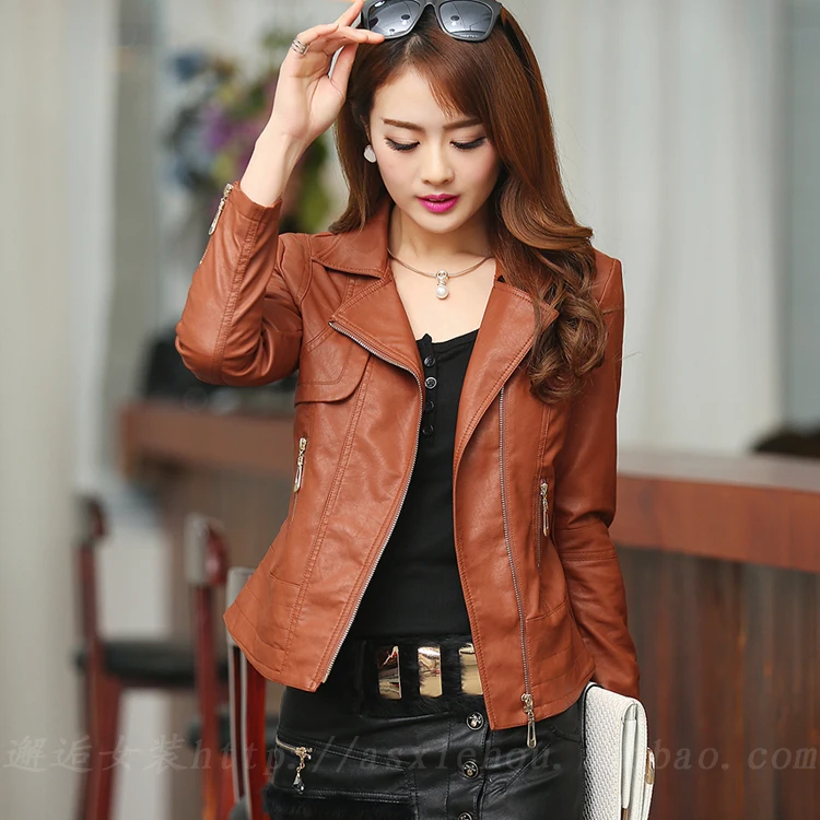 Новый Осенняя одежда 2016 года Женская куртка из искусственной кожи casaco feminino