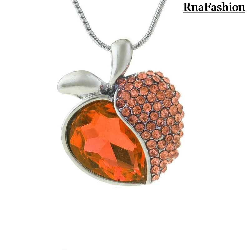 Женское ожерелье с подвеской в виде яблока Персиковое сердце посеребренное