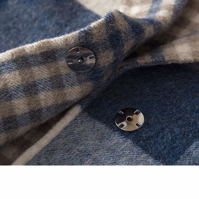 Для женщин высокое качество Зимняя шерстяная одежда Blend Coat Сгущает плед длинный