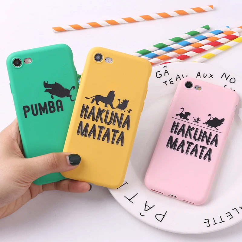 Для iPhone 11 Pro 6S 5S SE 8 8Plus X 7 7Plus XS Max мягкий силиконовый матовый чехол Fundas Coque Cover Lion King Pumba Hakuna Matata
