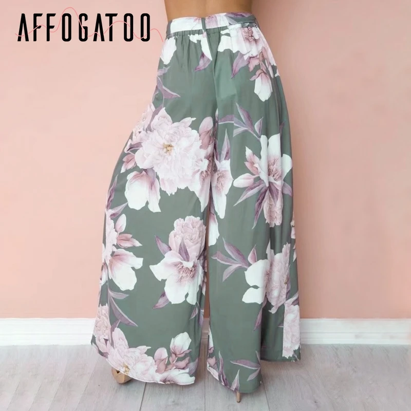 Брюки Affogatoo женские с цветочным принтом свободные повседневные эластичные штаны