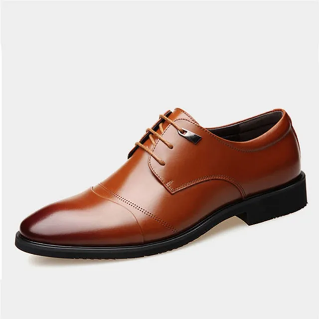 Brown Dress Shoes Merkmak/Мужские модельные туфли; Туфли-оксфорды из натуральной кожи с перфорацией; официальные мужские свадебные туфли-броги; деловая кожаная обувь - Цвет: Brown Dress Shoes