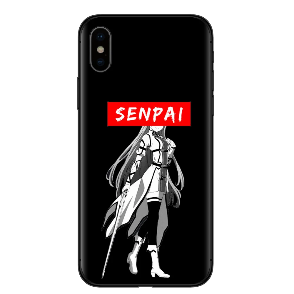 Чехол для телефона RUIXKJ Sugoi Senpai Anime waifu iPhone XS Max XR X 8 7 6 6S Plus 5S SE мягкий черный