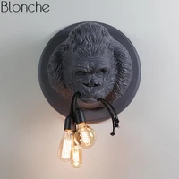 nordic resin gorilla wall lamps led modern wall sconce light fixtures for home loft industrial decor bedroom bedside lamp e27