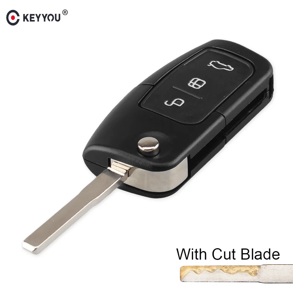 Чехол KEYYOU Cut Blade с 3 кнопками откидной раскладной без ключа для Ford Focus Fiesta C Max S Ka Mondeo
