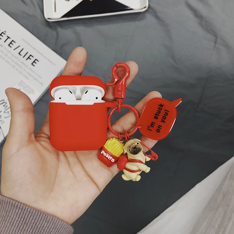 Силиконовый Bluetooth беспроводной чехол для наушников Защитный чехол для Airpods аксессуары для Apple Airpods зарядка коробка брелок