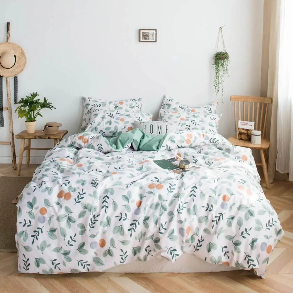 20192948 Pink Grey Yellow Hearts Bed Cover Duvet Cover Set Cotton Bedding Set Bedlinens Twin Queen King Flat Sheet Fitted Sheet - Цвет: 20192948