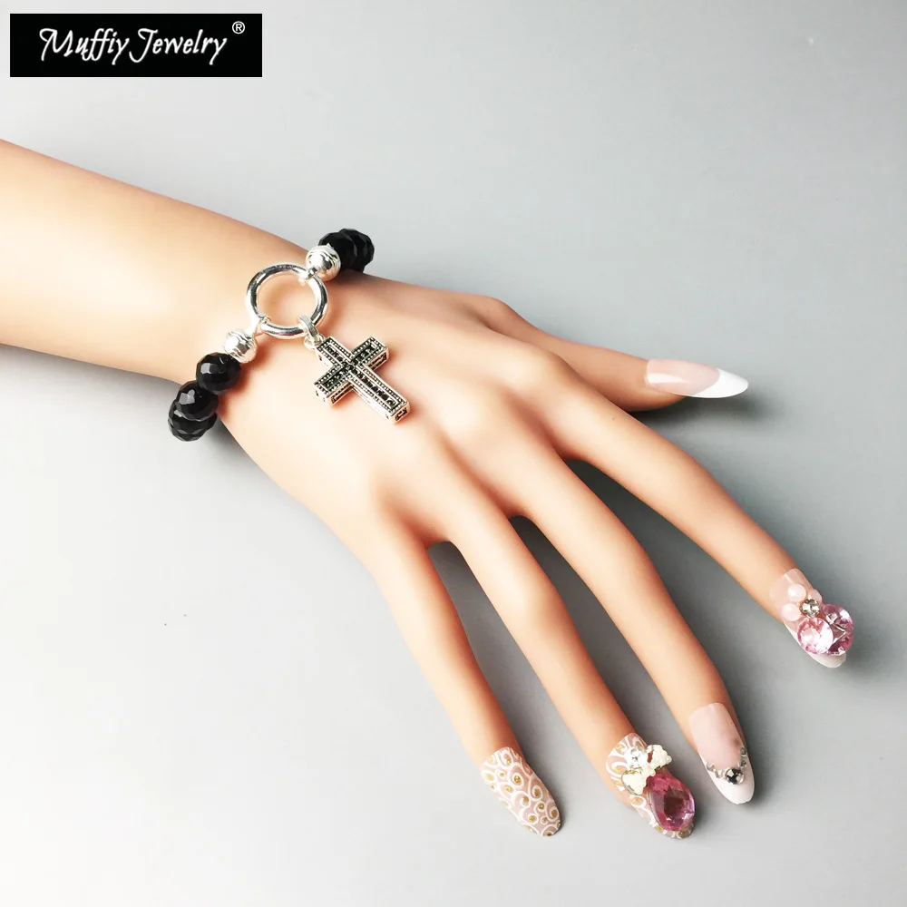 Браслет с вырезами из черного камня Европейская мода Rebel хорошие ювелирные