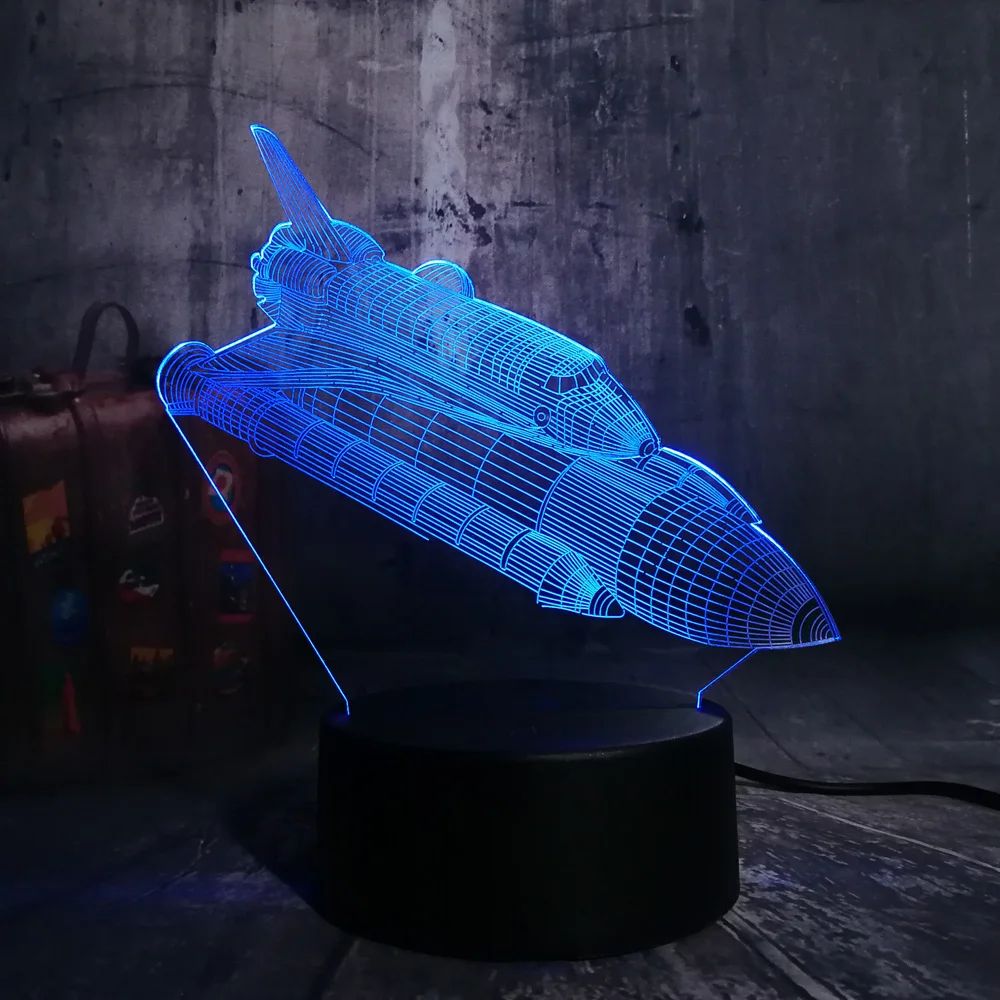 Многоцветный крутой двухслойный самолет 7 цветов изменить светодиодный 3d-ночник самолет настольная лампа ребенок день рождения Рождественский подарок
