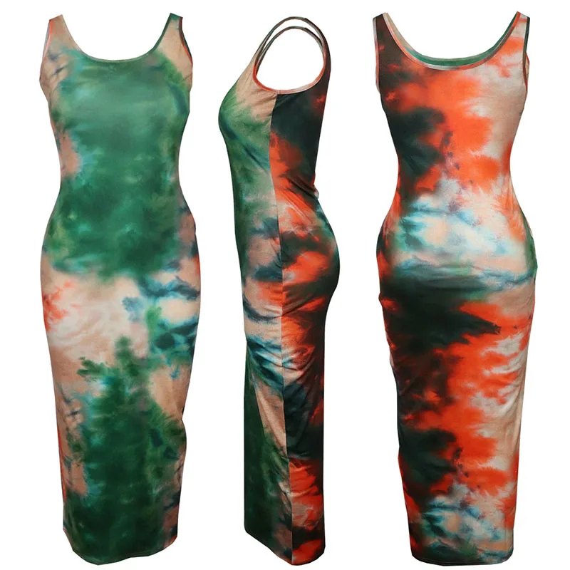 

Echoine Dress Summer Bodycon Dress Strapped Sleeveless Multicolored Print Floral Long Casual Beach Summer Dresses And Sundresses