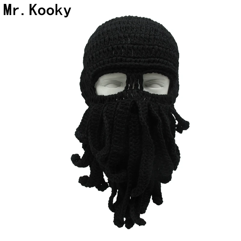 Mr.Kooky, 50 шт./лот, новинка, ручная работа, вязание, забавные, Cthulhu, борода, шапочка, Зимняя Маска, осьминог, шляпа, Хэллоуин, кляп, вечерние, крутые подарки