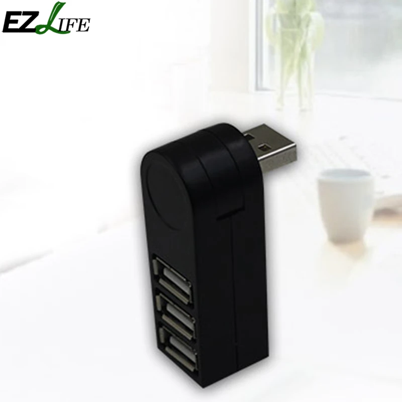 Черный 3 Интерфейс настоящий роторный Usb2.0hub провод 3 usb-хаб вращающийся высокоскоростной проводки устройства 3-портовый usb-хаб удлинитель