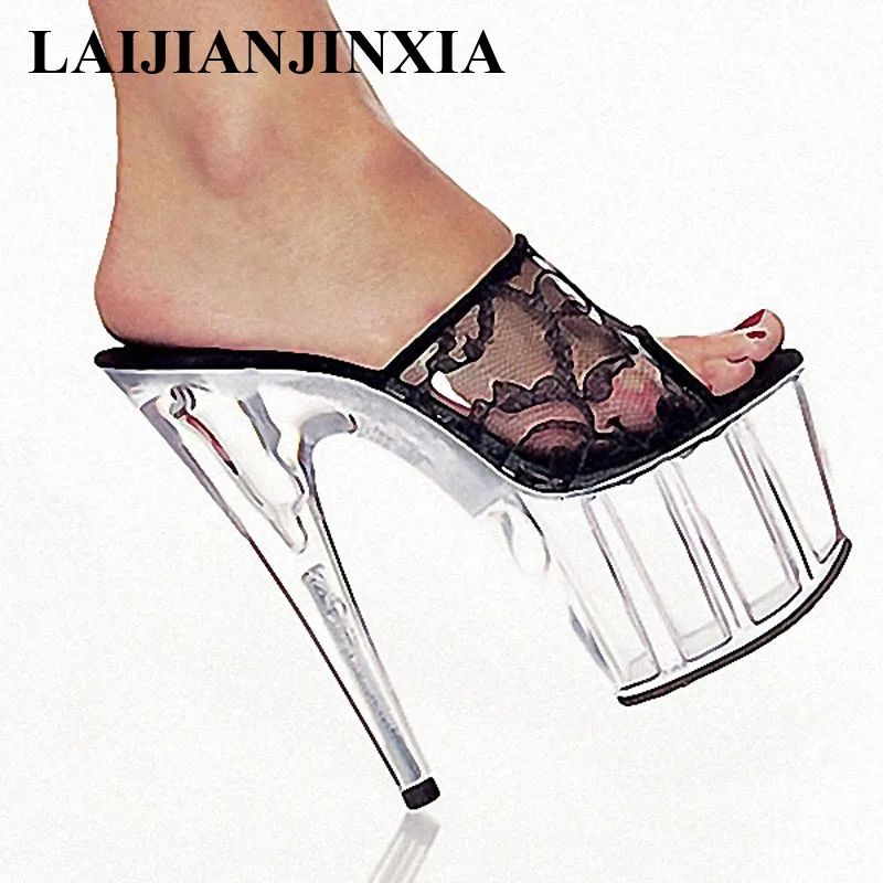 

LAIJIANJINXIA 15 CM High Heels Slippers Club Night Shoes Sexy Pole Dancing Shoes Platform Women's Shoes Dance Shoes K-015