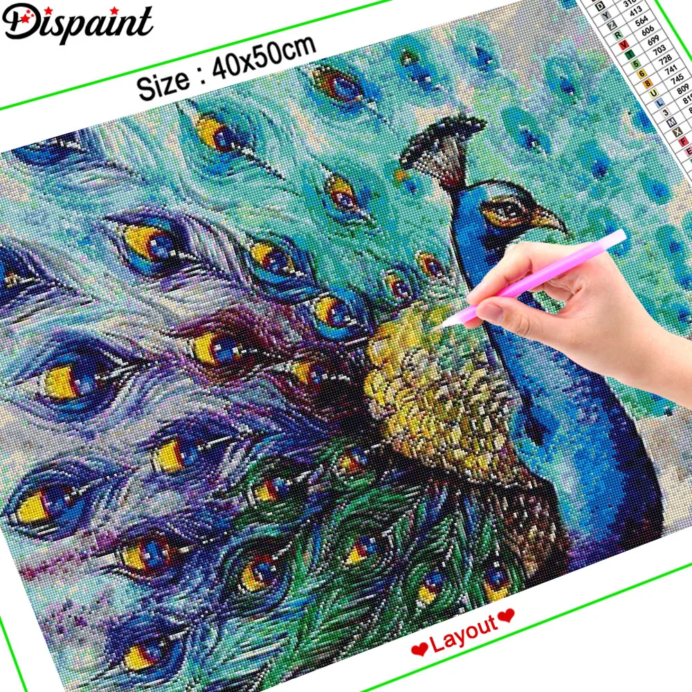 Dispaint Full Square/Round Drill 5D DIY Diamond Painting &quotAnimal peacock&quot 3D Embroidery Cross Stitch Home Decor Gift A10257 | Дом и