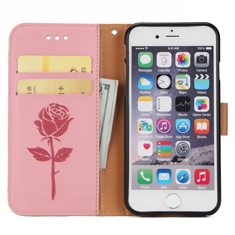 Кошелек Чехол Флип PU кожаный чехол для Apple iPhone 6/6 S телефона магнит Обложка Kickstand
