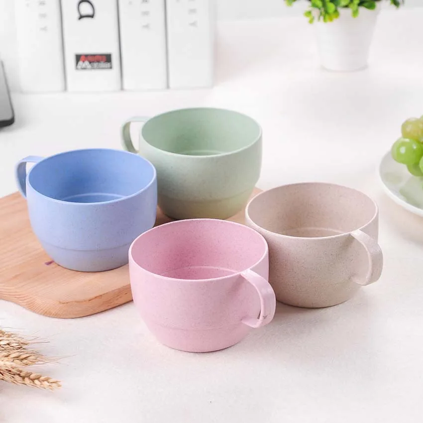 4 шт. 250 мл детская кофейная чайная чашка пшеничной соломы круглые пластиковые