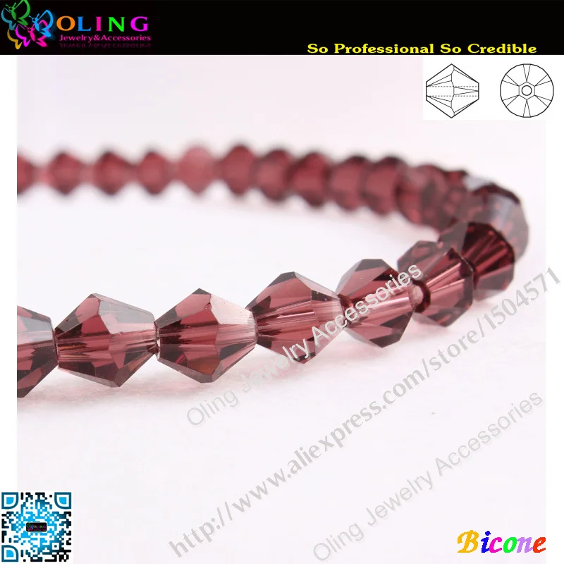 

288pcs/Lot AAA Top Quality 5301 Bicone Beads 6mm Grape Crystal Bead Loose Spacer Beads fit DIY Jewelry Making
