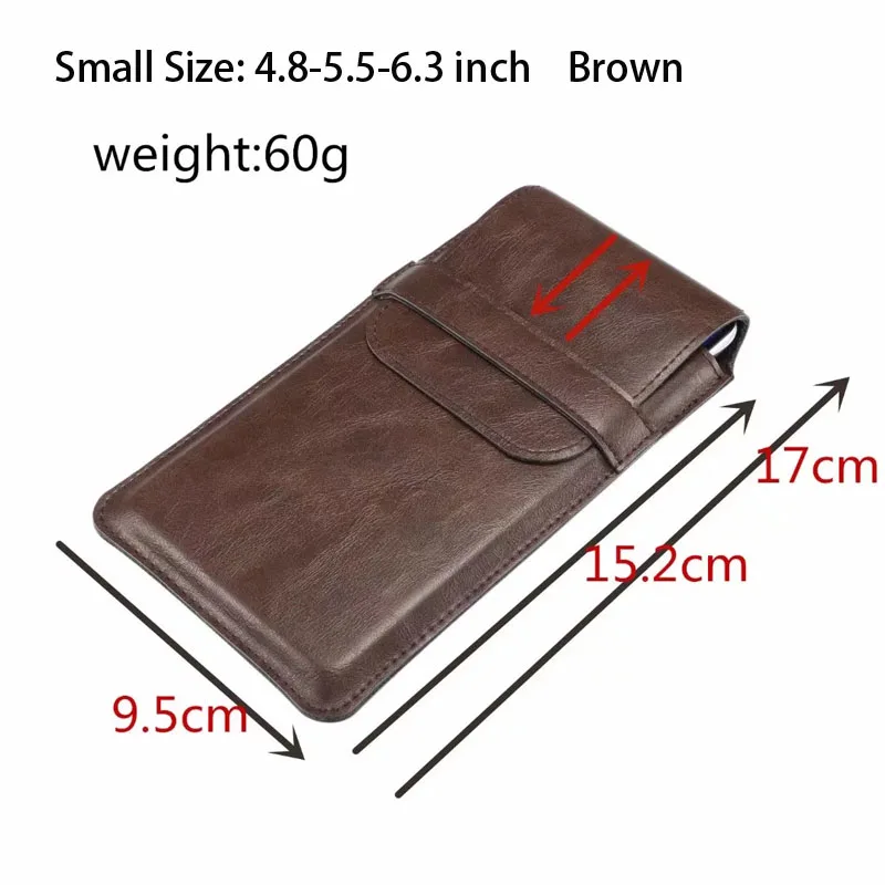 Small Size Brown FULAIKATE 7," универсальная сумка разных размеров для всех мобильных телефонов тонкий поясной чехол для Xiaomi Max3 huawei Honor 8X Max мужской чехол - Цвет: Small Size Brown