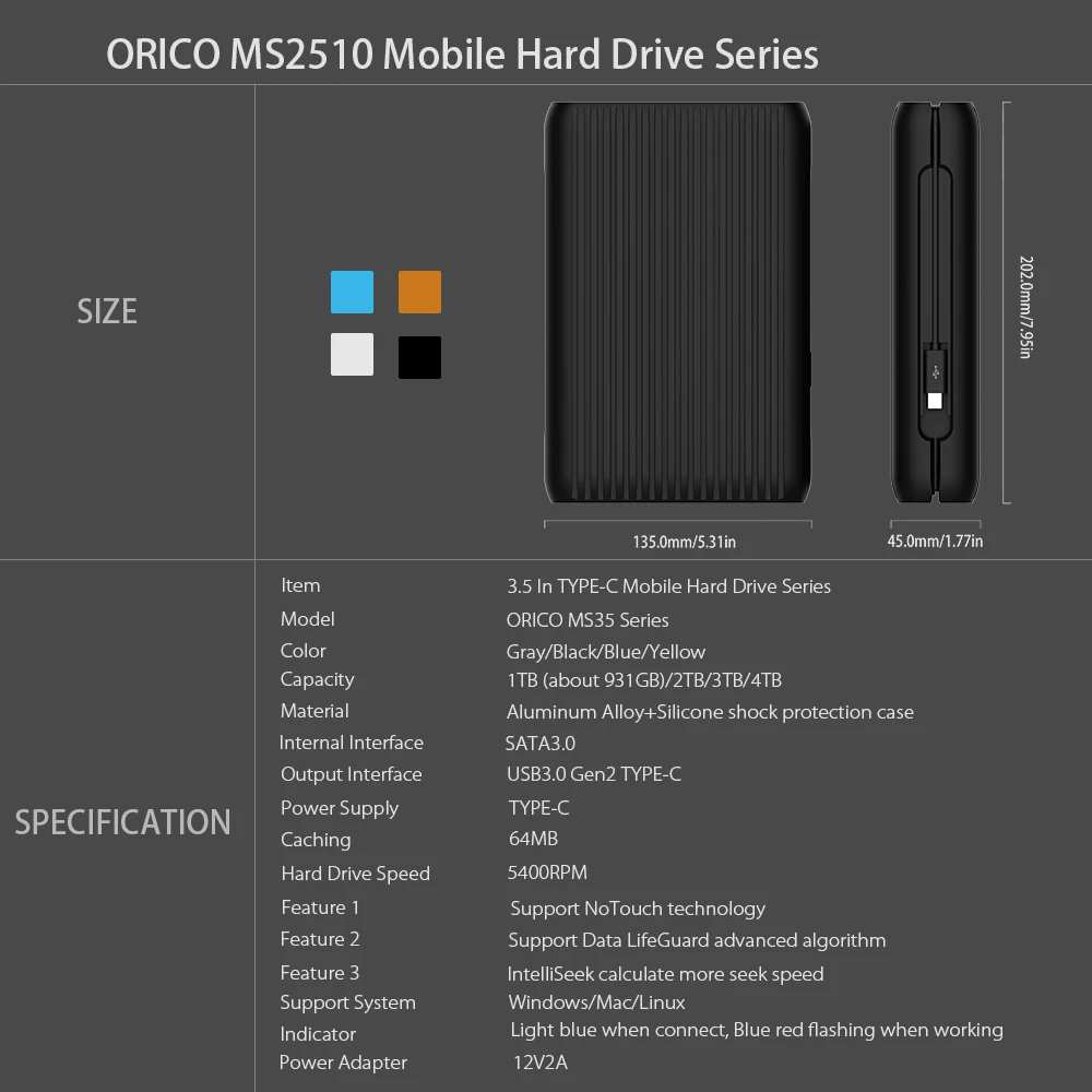 Внешний жесткий диск ORICO 1/2/3/4 Тб|hard disk|mobile hard diskdisk |