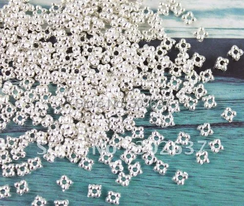 

2400 PCS Silver plate daisy spacer beads 3.5mm A1400SP