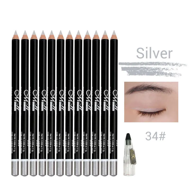 12PCS 34 Silver MENOW, 12 цветов, набор для макияжа глаз, карандаш для подводки глаз, водостойкий, красивый карандаш для глаз, помада для губ, косметика для глаз, maquiagemP08005 5470 - Цвет: 12PCS 34 Silver