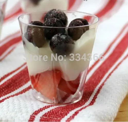 

200pcs/lot 50ml Disposable Plastic Dessert Cake Teasting Cup 1.5oz Mini Cup Dessert Shot Drinkware Clear Cup Free Fit Partyware